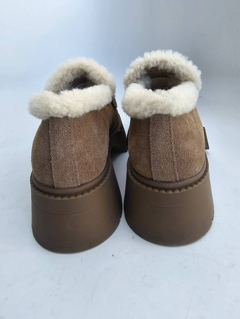 Coach Leah Platform Suede Shearling Loafers - Picture 5 of 11